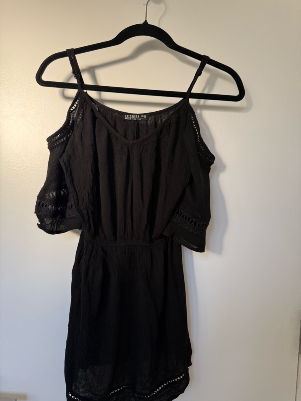 Cotton On Black Cold-Shoulder Mini Dress